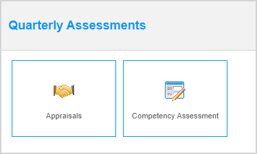 A user defined ESS section containing forms used for a quarterly assessment in People Inc.