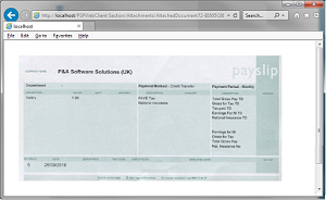 Scanned image of a payslip retrieved from the People Inc Employee Self Service system